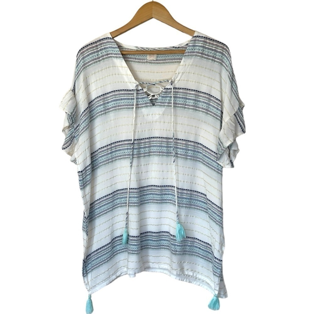 Surf Gypsy Metallic Stripe Swim Cover Dress Size M